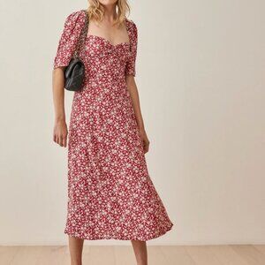 Reformation red floral midi dress